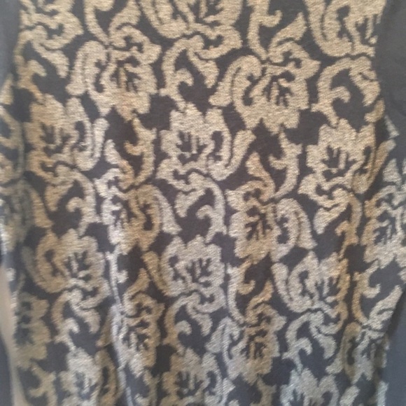 LOFT Holiday Floral sweater Black Metallic Gold sz Medium - Picture 3 of 4